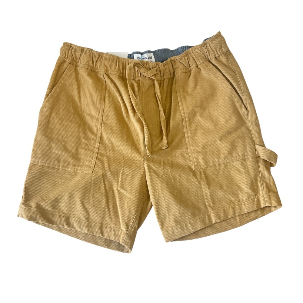 Sovereign Code Men corduroy shorts yellow mustard color size Large elastic waist